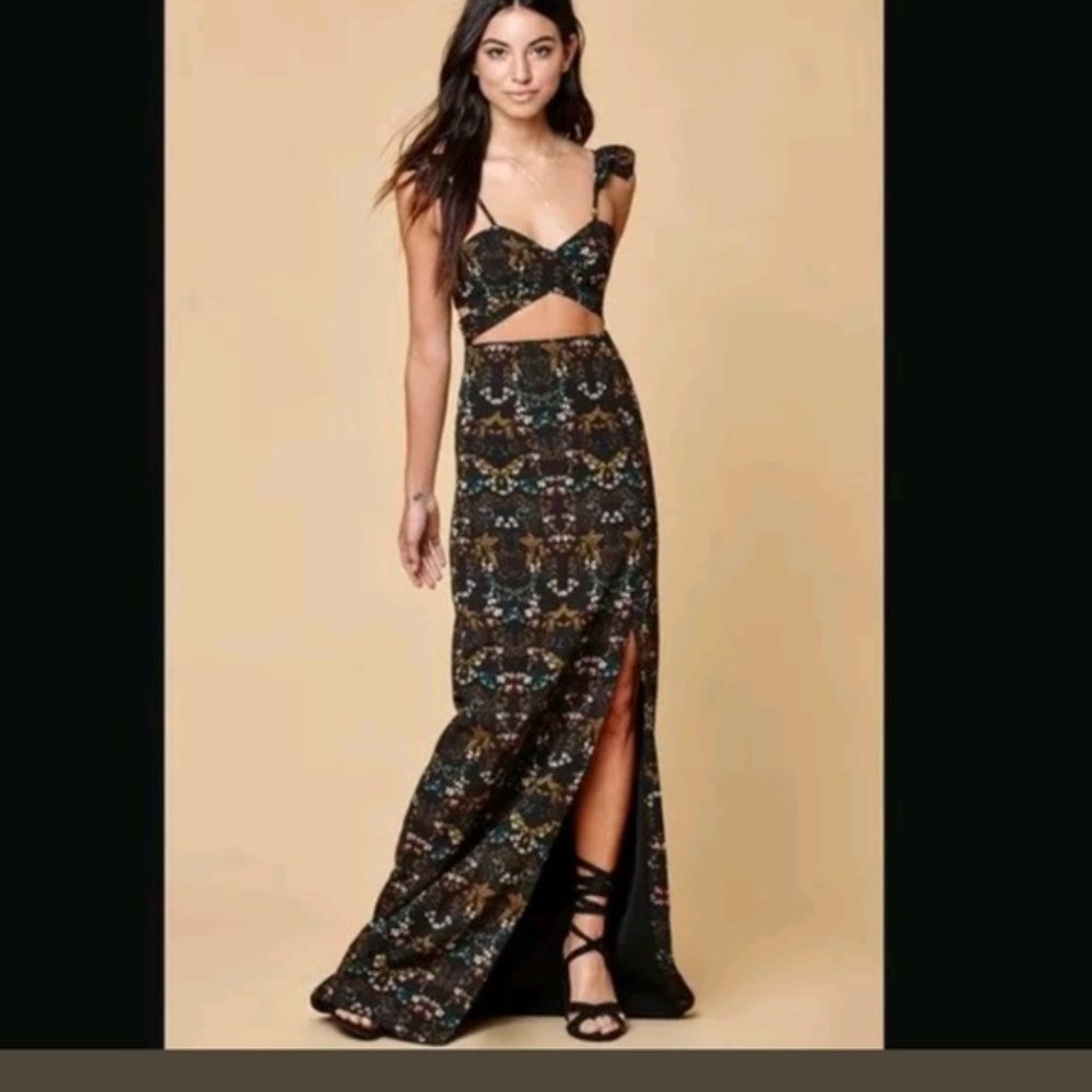 Nightwalker Floral Cutout Boho Maxi Dress